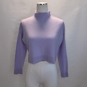Pilcro Cashmere Sweater Womens XS Purple Mock Neck Cropped Long Sleeve Pullover